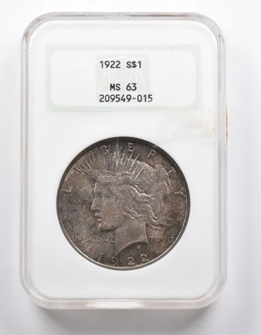 MS63 1922 Peace Silver Dollar NGC - Great Color *0924