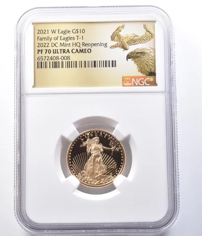 2021-W $10 American Gold Eagle Type 1 DC Mint 1/4 Oz PF70 UCAM NGC Low Pop *9359