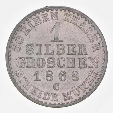 Better Date - 1868 Kingdom Of Prussia 1 Silbergroschen World Coin- Silver *059