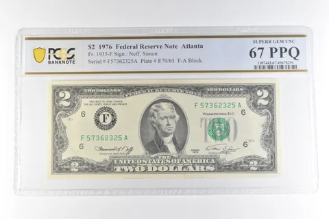 1976 $2 Atlanta GA FRN Fr#1935-F Superb Gem Unc 67 PPQ PCGS *0656