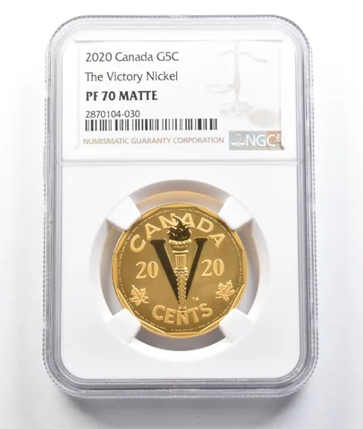 2020 Canada 5 Cents Gold Victory Nickel PF70 Matte NGC *0461