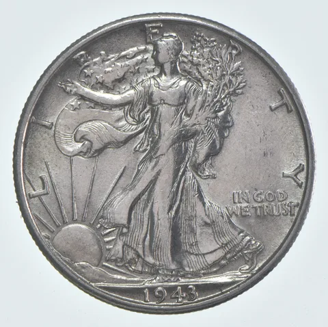 AU 1943-S Walking Liberty Half Dollar Almost Unc 90% Silver (1pc)