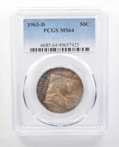 1963-D Franklin Half Dollar MS64 PCGS Square Tone Pattern *7702