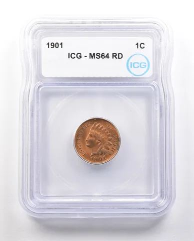 1901 Indian Head Cent MS64 RD ICG a1442