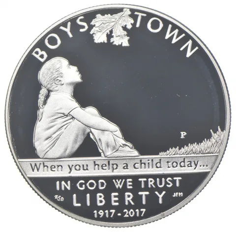 2017-P Proof Boys Town Commemorative Silver Dollar $1