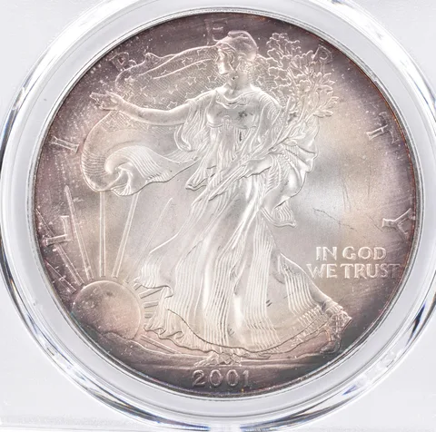 2001 American Silver Eagle MS67 PCGS Beautiful Tone *1383