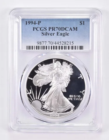1994-P American Silver Eagle PR70 DCAM PCGS Blue Label