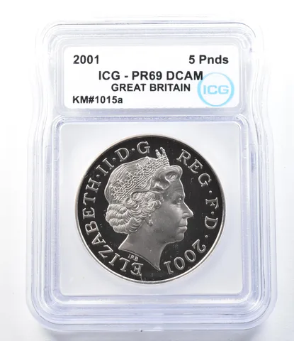 2001 Great Britain 5 Pounds KM#1015a PR69 DCAM ICG *8911