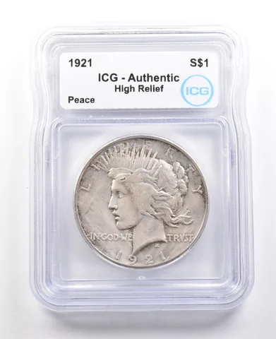 1921 Peace Silver Dollar High Relief Authentic ICG a3567