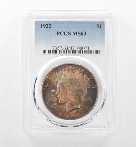 1922 Peace Silver Dollar MS63 PCGS Beautiful Tone *1731