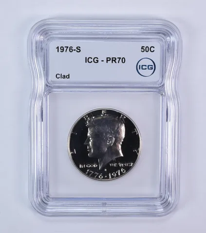 1976-S Kennedy Half Dollar CLAD PR70 ICG