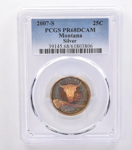2007-S Washington State Quarter Montana Silver PR68 DCAM PCGS Nice Tone *8756