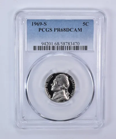 1969-S Jefferson Nickel PR68 DCAM PCGS Blue Label