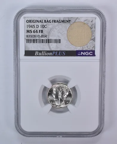 1945-D Mercury Dime Original Bag Fragment MS64 FB NGC