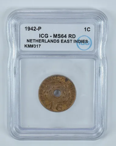 1942 P Netherlands East Indies 1 Cent KM#317 MS64 RD ICG *9457
