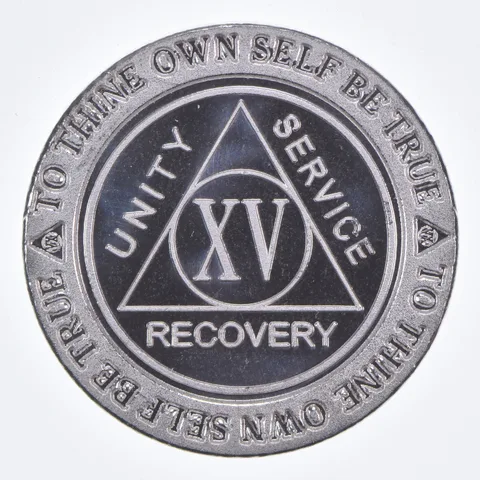 VINTAGE Alcoholics Anonymous 15-Year Sobriety .999 Fine Silver 1 Oz Round *585