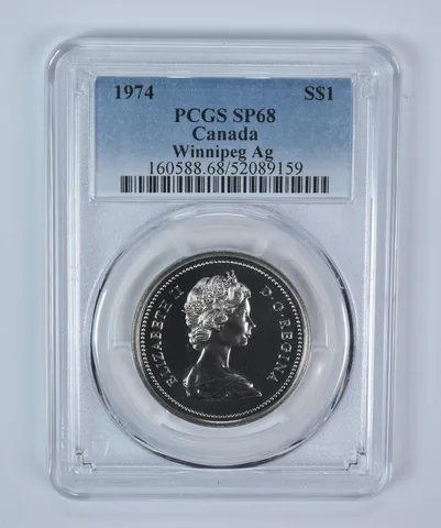 1974 Canada 1 Dollar Silver Winnipeg Silver SP68 PCGS Blue Label