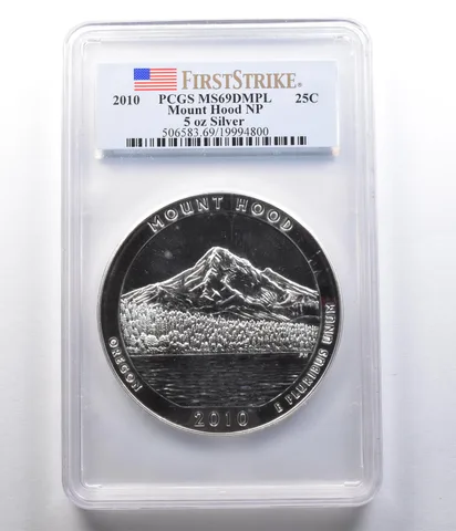 2010 5 Oz Silver ATB Quarter Mount Hood NP DMPL MS69 PCGS *2339