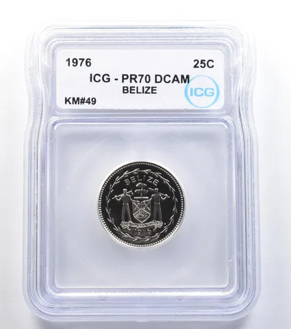 1976 Belize 25 Cents KM#49 PR70 DCAM ICG *7957