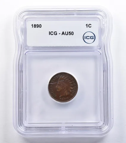 1890 Indian Head Cent AU50 ICG *2183