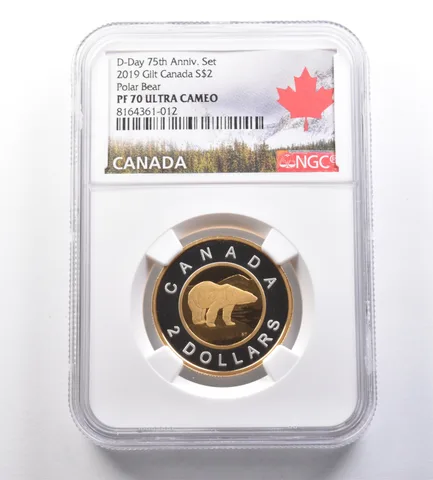 2021 Canada $2 Silver Gilt D-Day 75th Anniversary Set Polar Bear PF70 NGC *7120