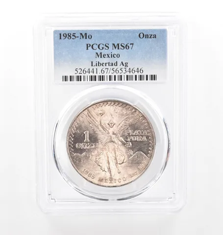 1985 Mo Mexico 1 Onza Silver Libertad MS67 PCGS Beautiful Tone *2107