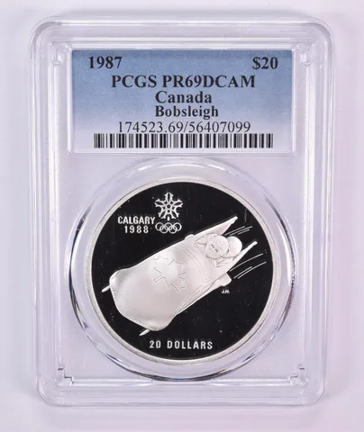 1987 Canada 20 Dollars Calgary Olympics Bobsleigh PR69 DCAM PCGS