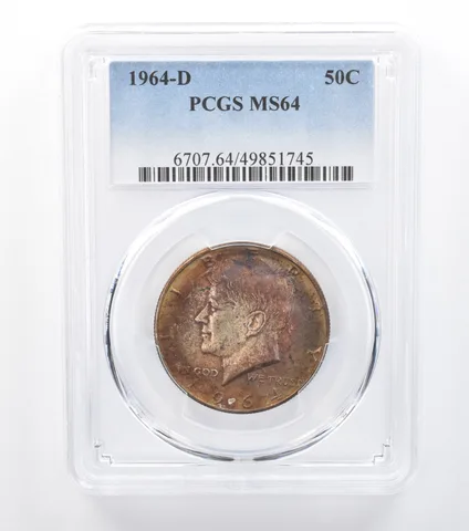 1964-D Kennedy Half Dollar MS64 PCGS Maroon Tone *7768