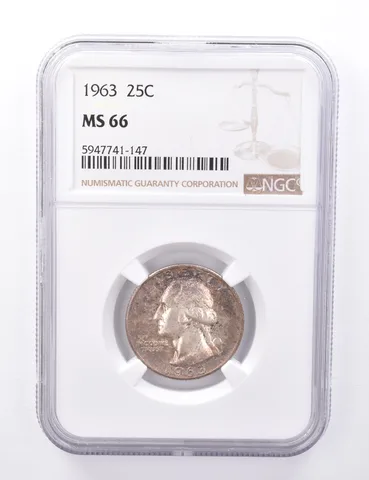 MS66 1963 Washington Quarter - Graded NGC Beautiful Tone *4443