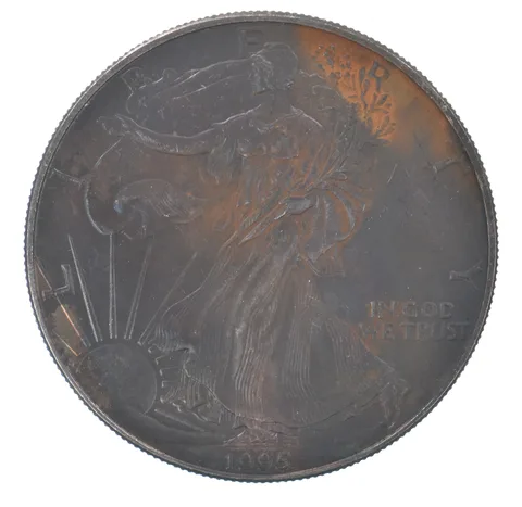 Beautiful Toned - 1995 American Silver Eagle 1 Troy Oz .999 Fine Silver *045