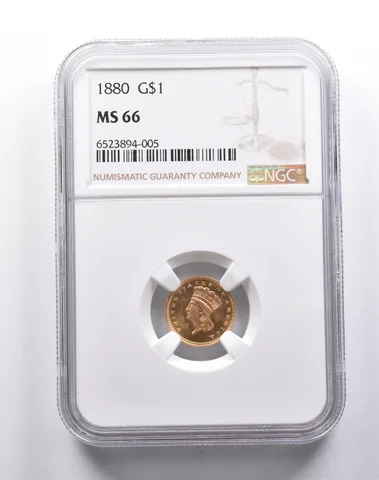 MS66 1880 $1 Indian Princess Head Gold Dollar Piece NGC a3667