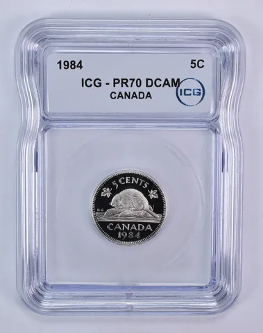 1984 Canada 5 Cents Beaver PR70 DCAM ICG