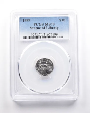 1999 $10 American Platinum Eagle 1/10 Oz 0.1 Oz Platinum MS70 PCGS *5310