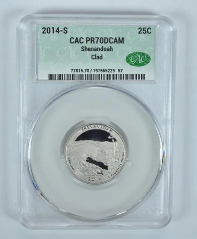 2014-S Washington Quarter Shenandoah CLAD ATB PR70 DCAM CAC CACg
