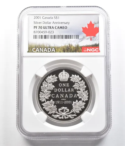 2001 Canada 1 Dollar Silver Dollar Anniversary PF70 UCAM NGC *7359