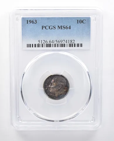 1963 Roosevelt Dime MS64 PCGS Beautiful Blue Tone *7697
