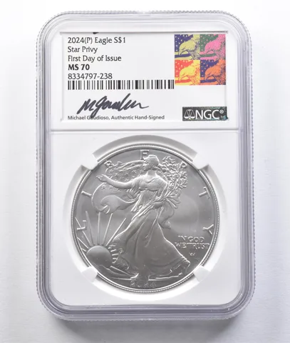 2024 (P) American Silver Eagle Star Privy Gaudioso FDOI MS70 NGC *2947