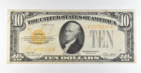 1928 $10 Gold Certificate Yellow Seal Fr#2400 *0451