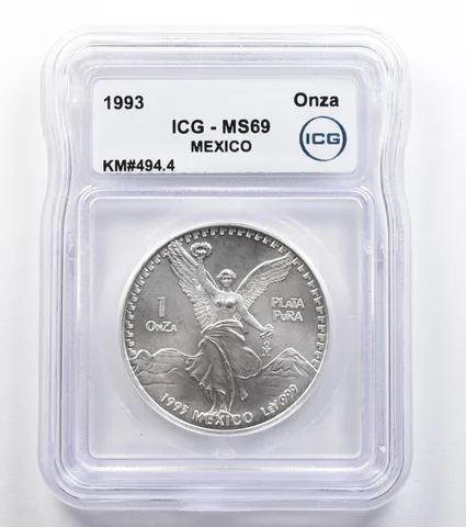 1993 Mo Mexico 1 Onza Silver Libertad KM#494.4 MS69 ICG *9592