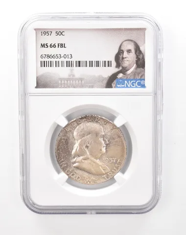 1957 Franklin Half Dollar MS66 FBL NGC Beautiful Tone *7488