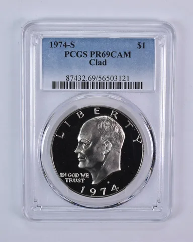 1974-S Eisenhower $1 CLAD PR69 CAM PCGS Blue Label