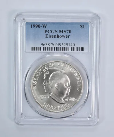 1990-W Eisenhower Commemorative Dollar MS70 PCGS Blue Label