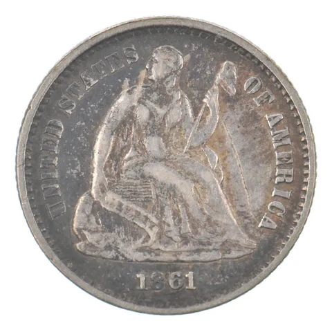 1861 Seated Liberty Half Dime Beautiful Tone *3632