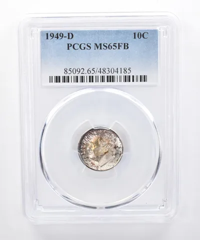 1949-D Roosevelt Dime MS65 FB PCGS Beautiful Tone *8389