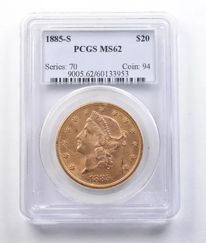 1885-S $20 Liberty Head Gold Double Eagle MS62 PCGS *2951