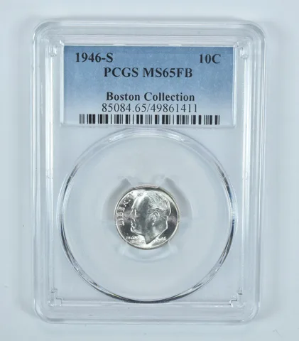 1946-S Roosevelt Dime Boston Collection MS65 FB PCGS Blue Label