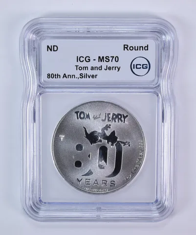 (ND) 1 Oz Silver Round Tom And Jerry 80th Anniversary MS70 ICG
