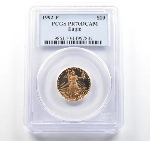1992-P $10 American Gold Eagle 1/4 Oz Gold PR70 DCAM PCGS