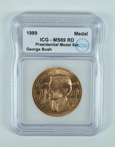 (1989) Presidential Medal Set George Bush MS69 RD ICG