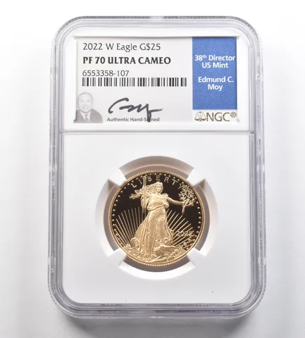 2022-W $25 American Gold Eagle 1/2 Oz PF70 UCAM NGC Edmund C Moy *2578
